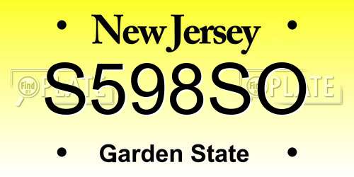 S598SO New Jersey License Plate