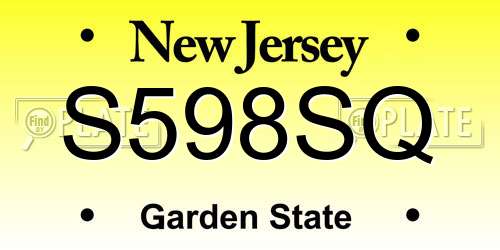 S598SQ New Jersey License Plate
