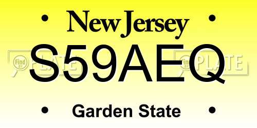 S59AEQ New Jersey License Plate