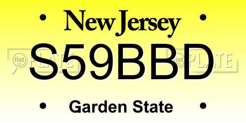 S59BBD New Jersey License Plate