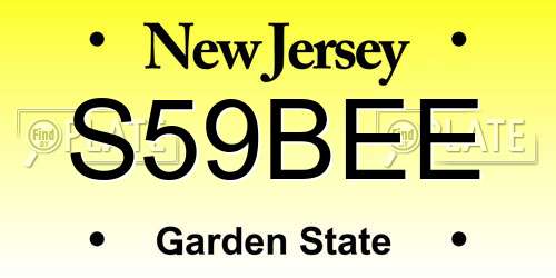 S59BEE New Jersey License Plate
