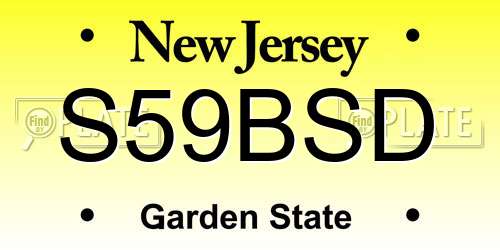 S59BSD New Jersey License Plate