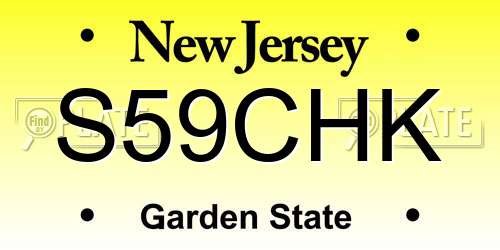 S59CHK New Jersey License Plate