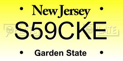 S59CKE New Jersey License Plate