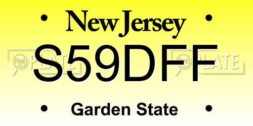 S59DFF New Jersey License Plate