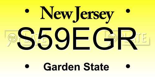 S59EGR New Jersey License Plate