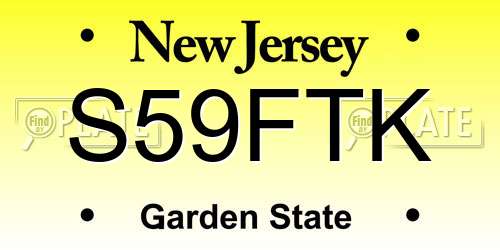 S59FTK New Jersey License Plate
