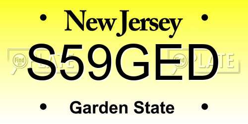 S59GED New Jersey License Plate