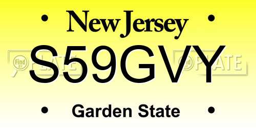 S59GVY New Jersey License Plate