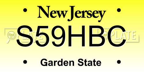 S59HBC New Jersey License Plate