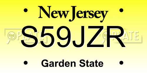 S59JZR New Jersey License Plate