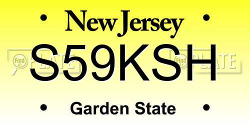S59KSH New Jersey License Plate