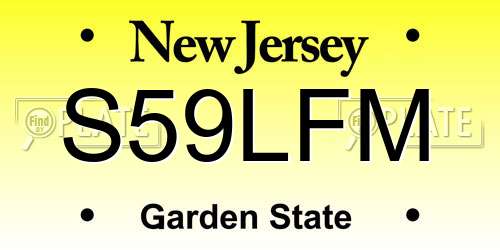 S59LFM New Jersey License Plate