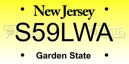 S59LWA New Jersey License Plate