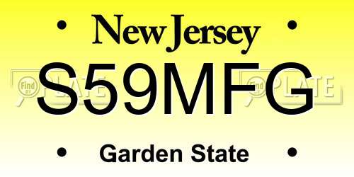 S59MFG New Jersey License Plate