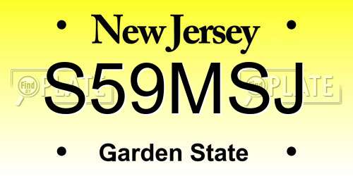 S59MSJ New Jersey License Plate