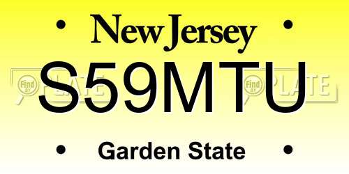 S59MTU New Jersey License Plate