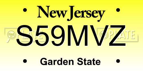 S59MVZ New Jersey License Plate