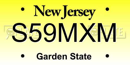 S59MXM New Jersey License Plate