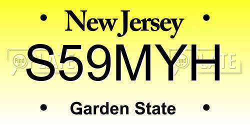S59MYH New Jersey License Plate