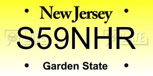 S59NHR New Jersey License Plate
