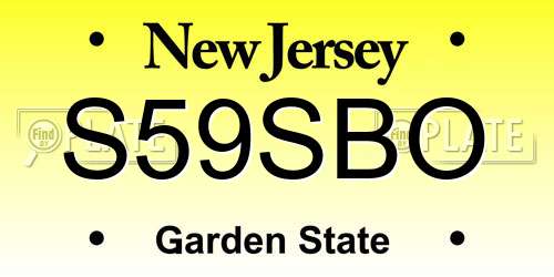S59SBO New Jersey License Plate