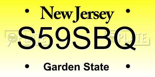 S59SBQ New Jersey License Plate