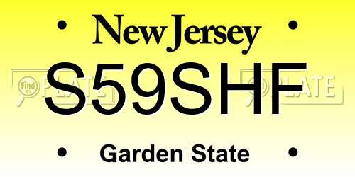 S59SHF New Jersey License Plate