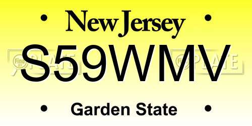 S59WMV New Jersey License Plate