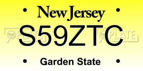 S59ZTC New Jersey License Plate