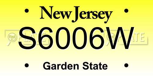 S6006W New Jersey License Plate