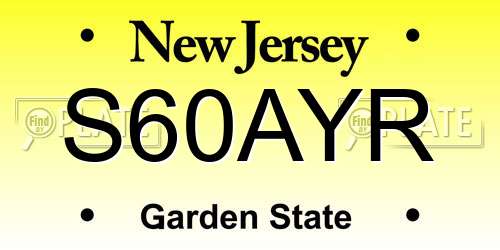 S60AYR New Jersey License Plate