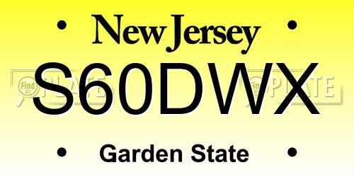 S60DWX New Jersey License Plate