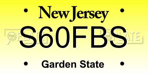 S60FBS New Jersey License Plate