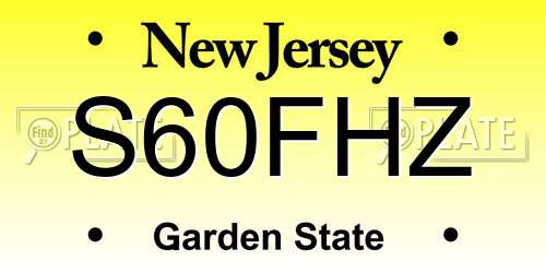S60FHZ New Jersey License Plate