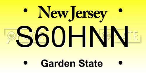 S60HNN New Jersey License Plate