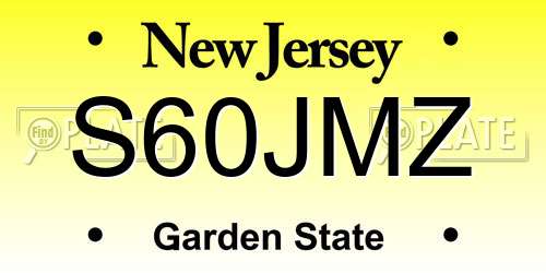 S60JMZ New Jersey License Plate