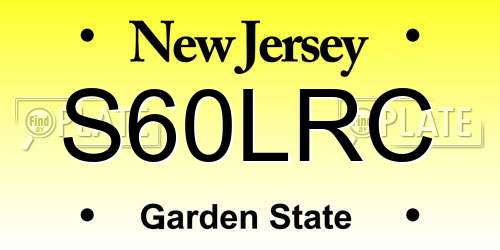 S60LRC New Jersey License Plate