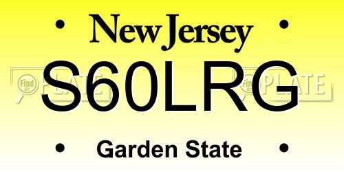 S60LRG New Jersey License Plate