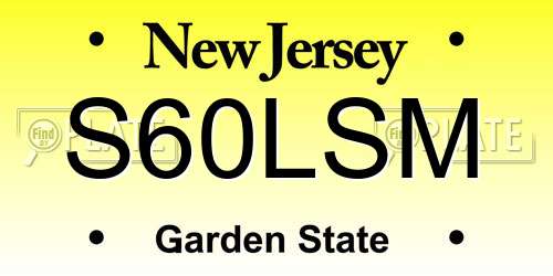 S60LSM New Jersey License Plate