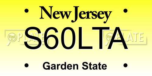 S60LTA New Jersey License Plate