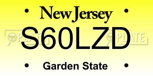 S60LZD New Jersey License Plate