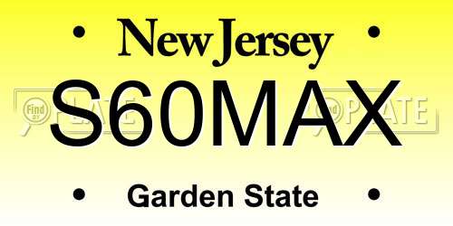 S60MAX New Jersey License Plate