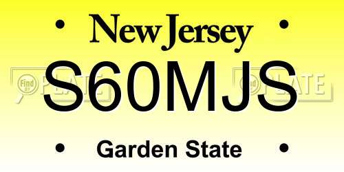 S60MJS New Jersey License Plate