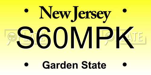 S60MPK New Jersey License Plate