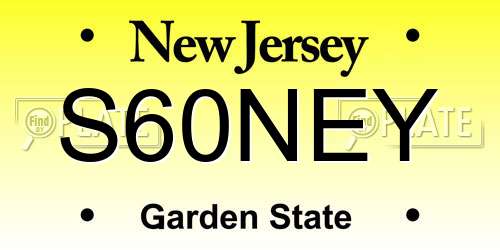S60NEY New Jersey License Plate