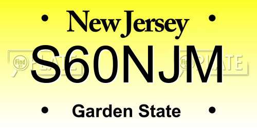 S60NJM New Jersey License Plate