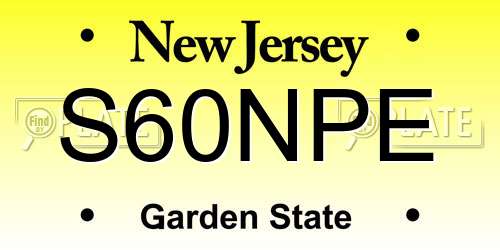 S60NPE New Jersey License Plate