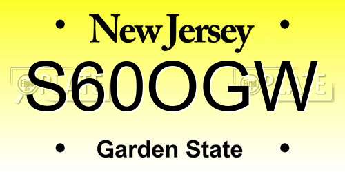 S60OGW New Jersey License Plate