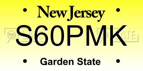 S60PMK New Jersey License Plate